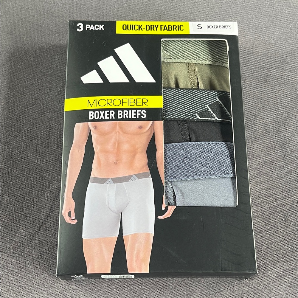 Adidas Microfiber Boxer Briefs 3-Pack - Black, Gray, Olive